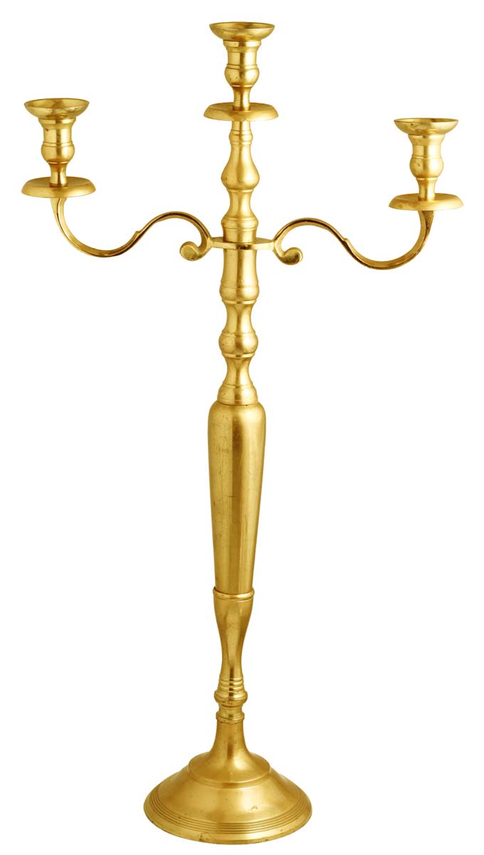 40” Grand Candelabrum in Aluminum with 3 Holders – Golden Tone – Rich Home Décor / Gifts